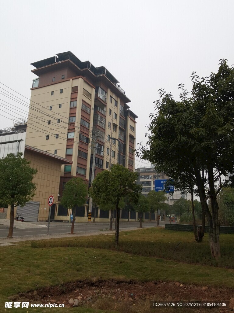 城市中的多层建筑景观