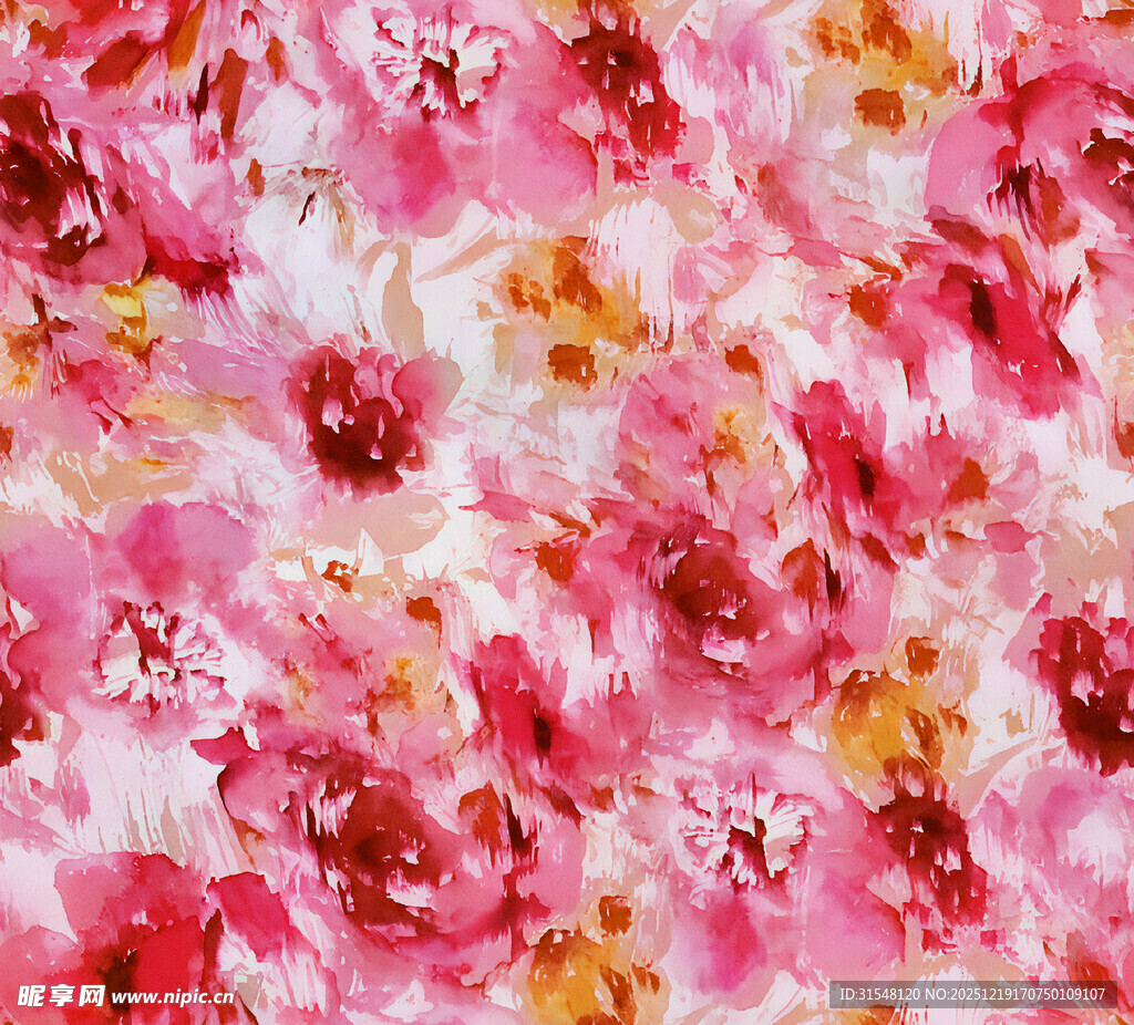 粉色花卉水彩纹理图案