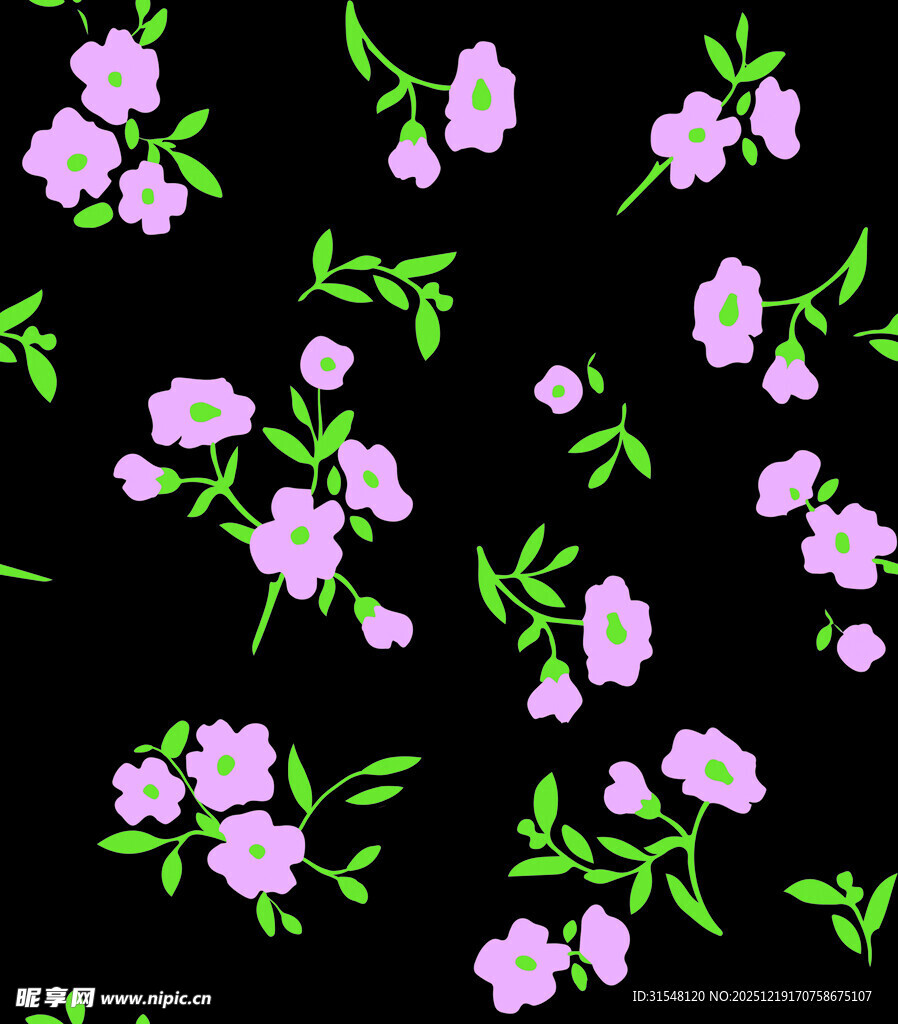 黑色背景上的粉色花卉图案