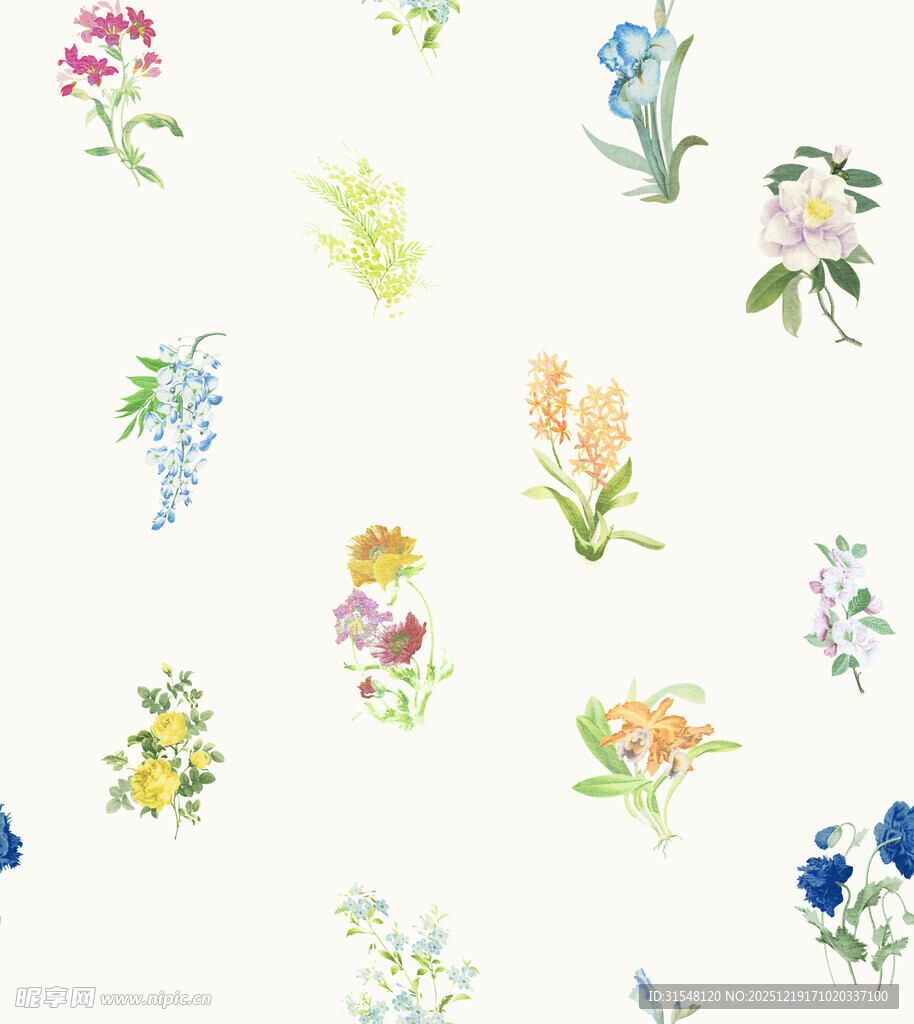 水彩花卉图案背景纹理