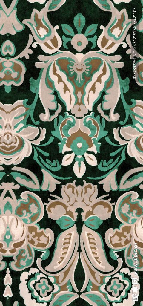 复古绿底花卉图案纹理