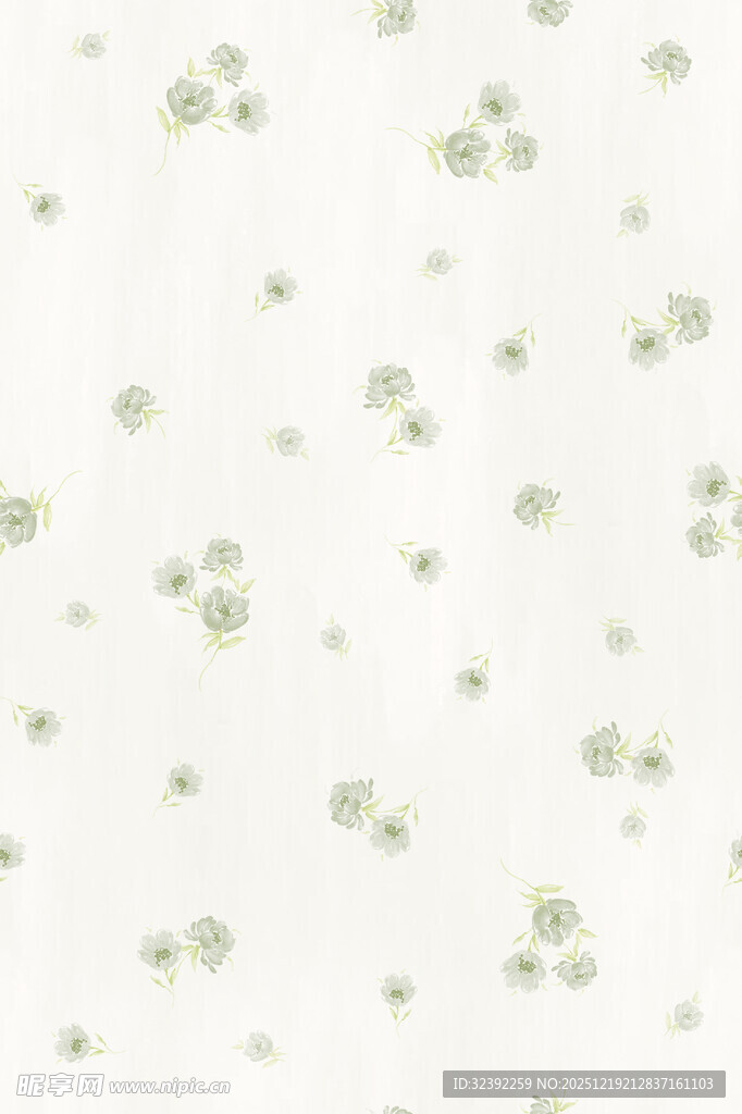 白色底浅绿色碎花图案