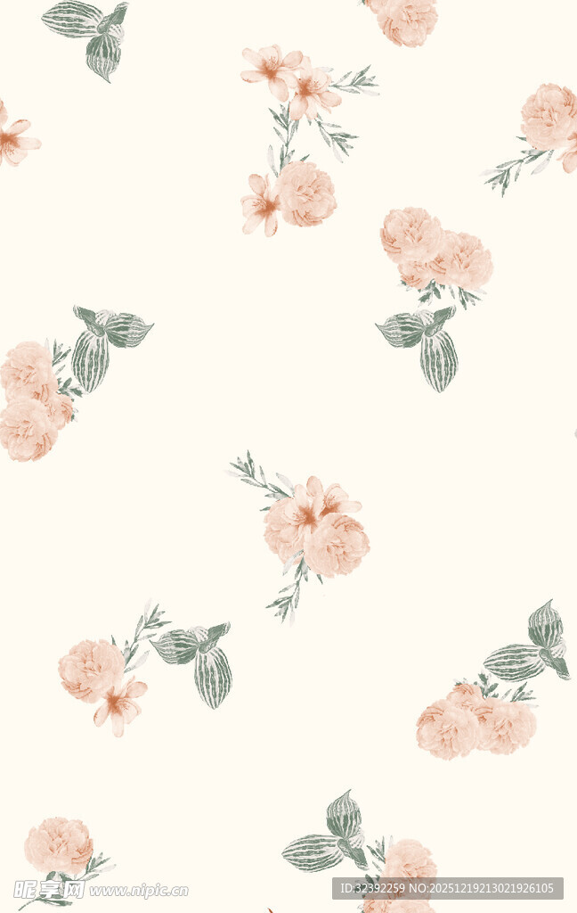 粉色花卉无缝图案背景