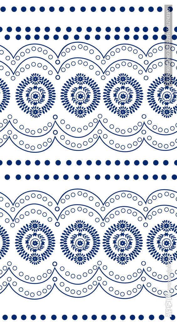 蓝白几何花纹图案设计