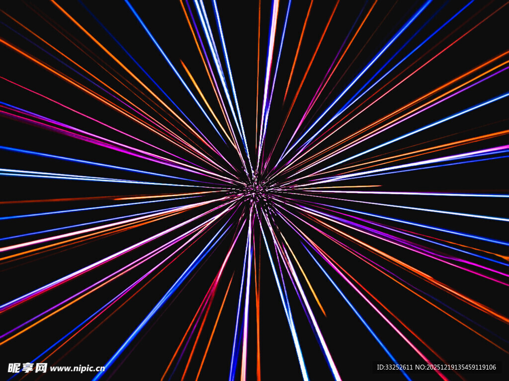 绚丽放射状彩色光线图案