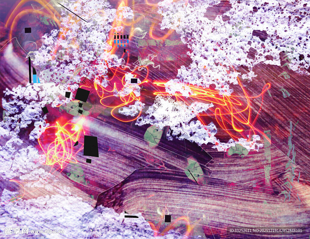 梦幻花卉抽象艺术画面