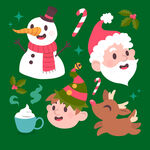 圣诞元素卡通插画