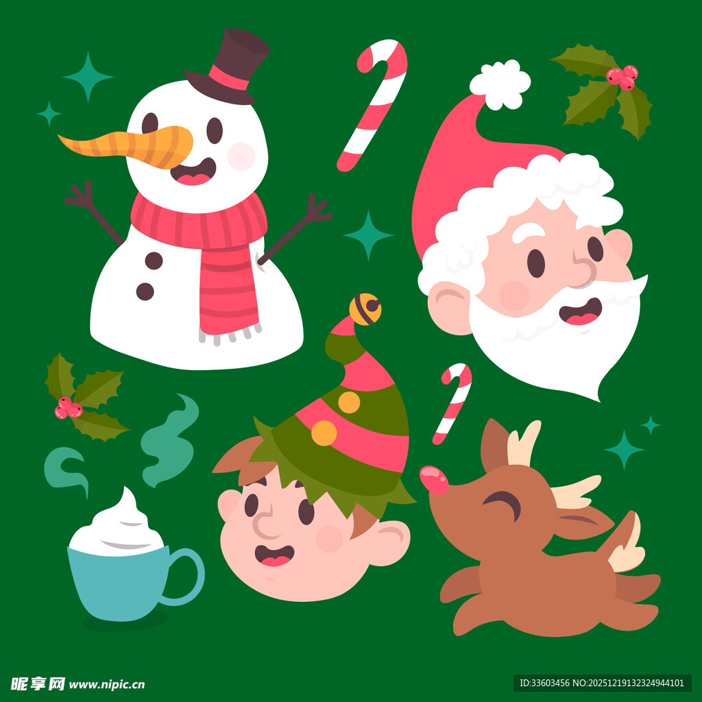 圣诞元素卡通插画