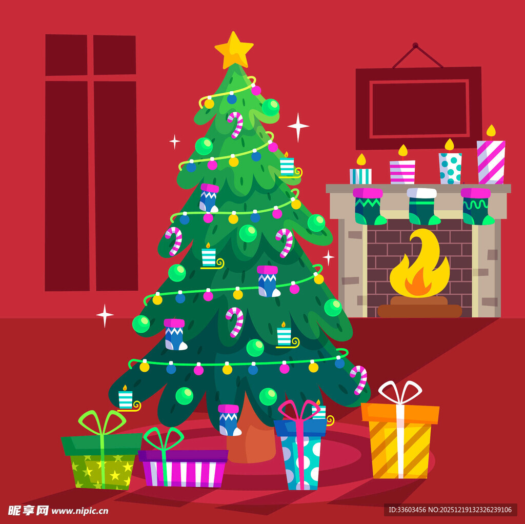 温馨圣诞室内装饰场景