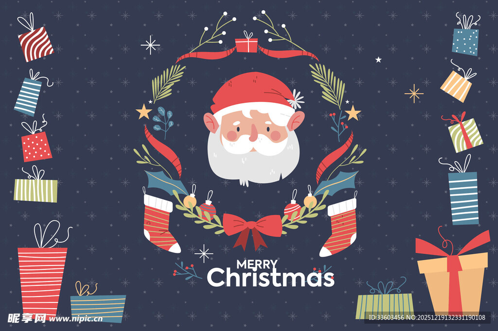 圣诞老人与节日礼物装饰