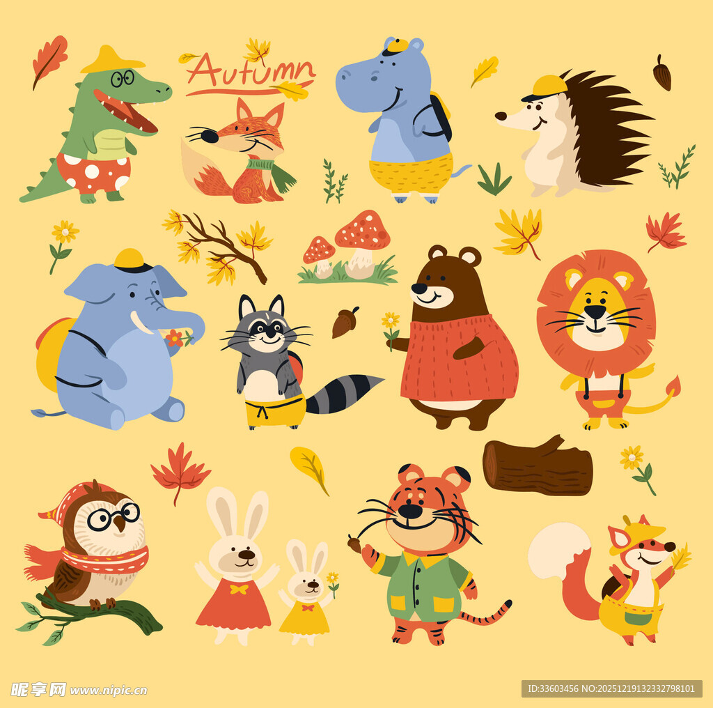 可爱动物卡通图案集合