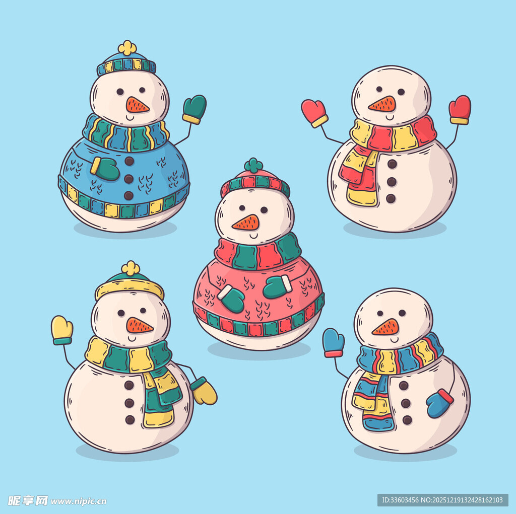 可爱雪人贴纸集合