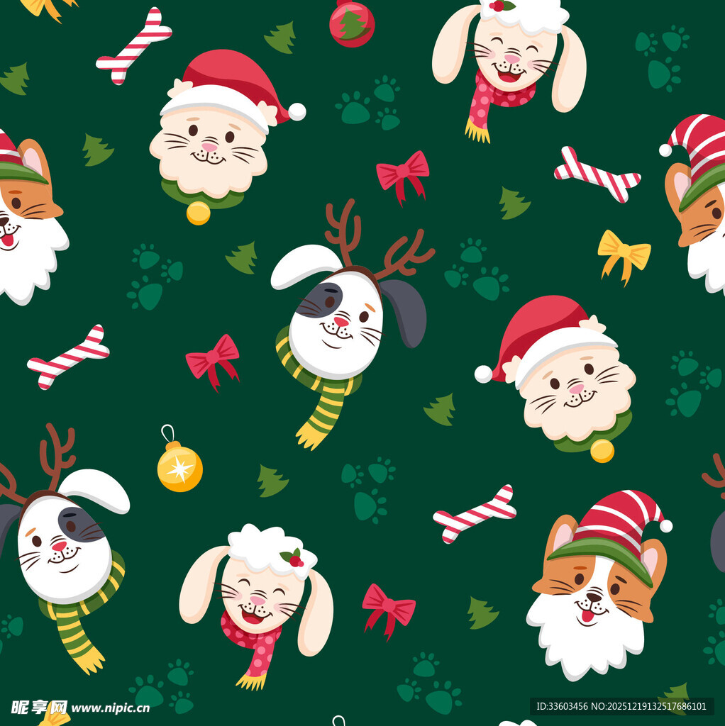 圣诞萌宠图案背景