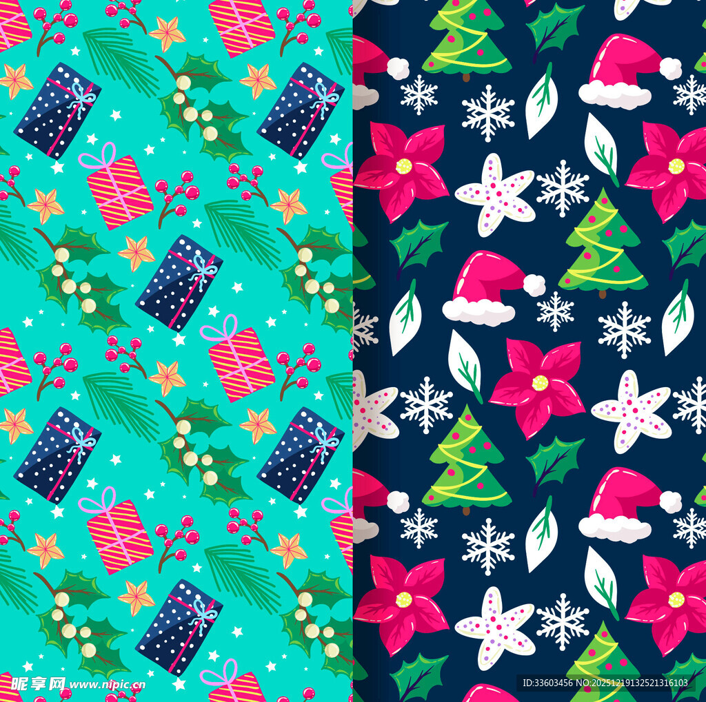 圣诞主题多彩图案布料