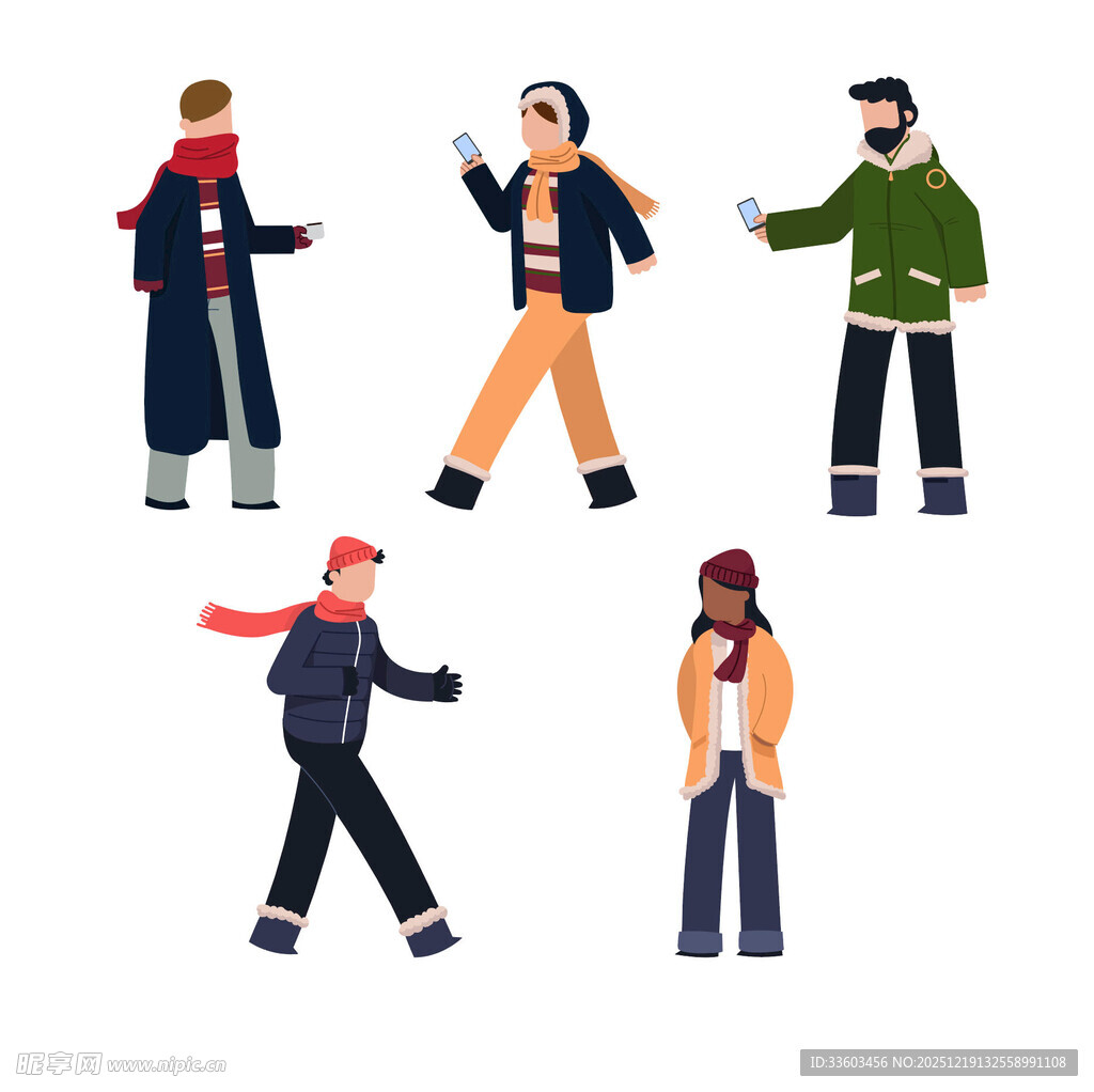 冬日时尚穿搭人物插画