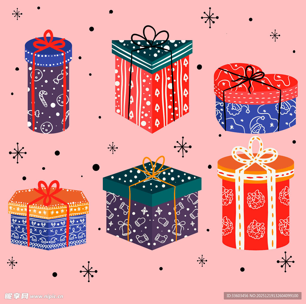 多彩圣诞礼盒装饰图案