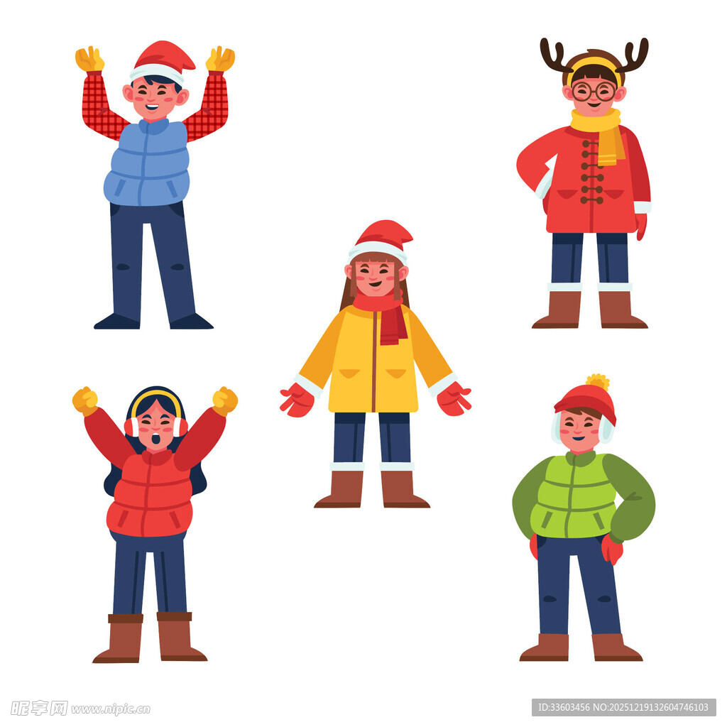 圣诞装扮人物插画