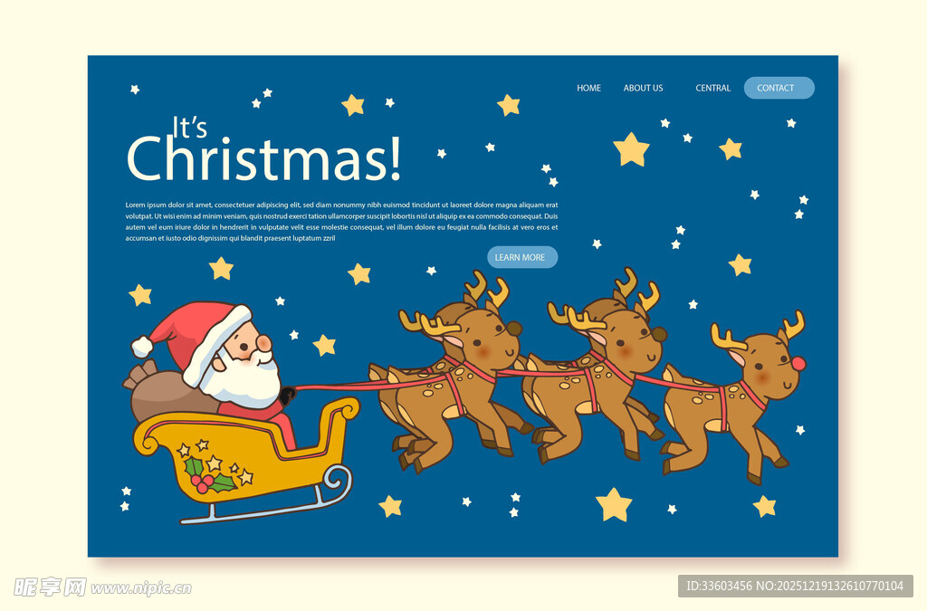 圣诞老人乘驯鹿雪橇