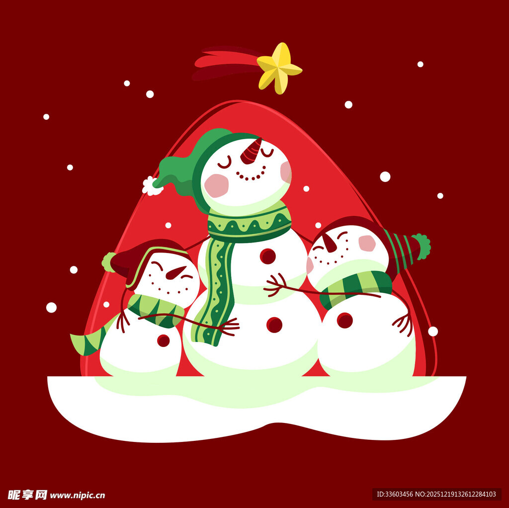 圣诞雪人欢乐场景