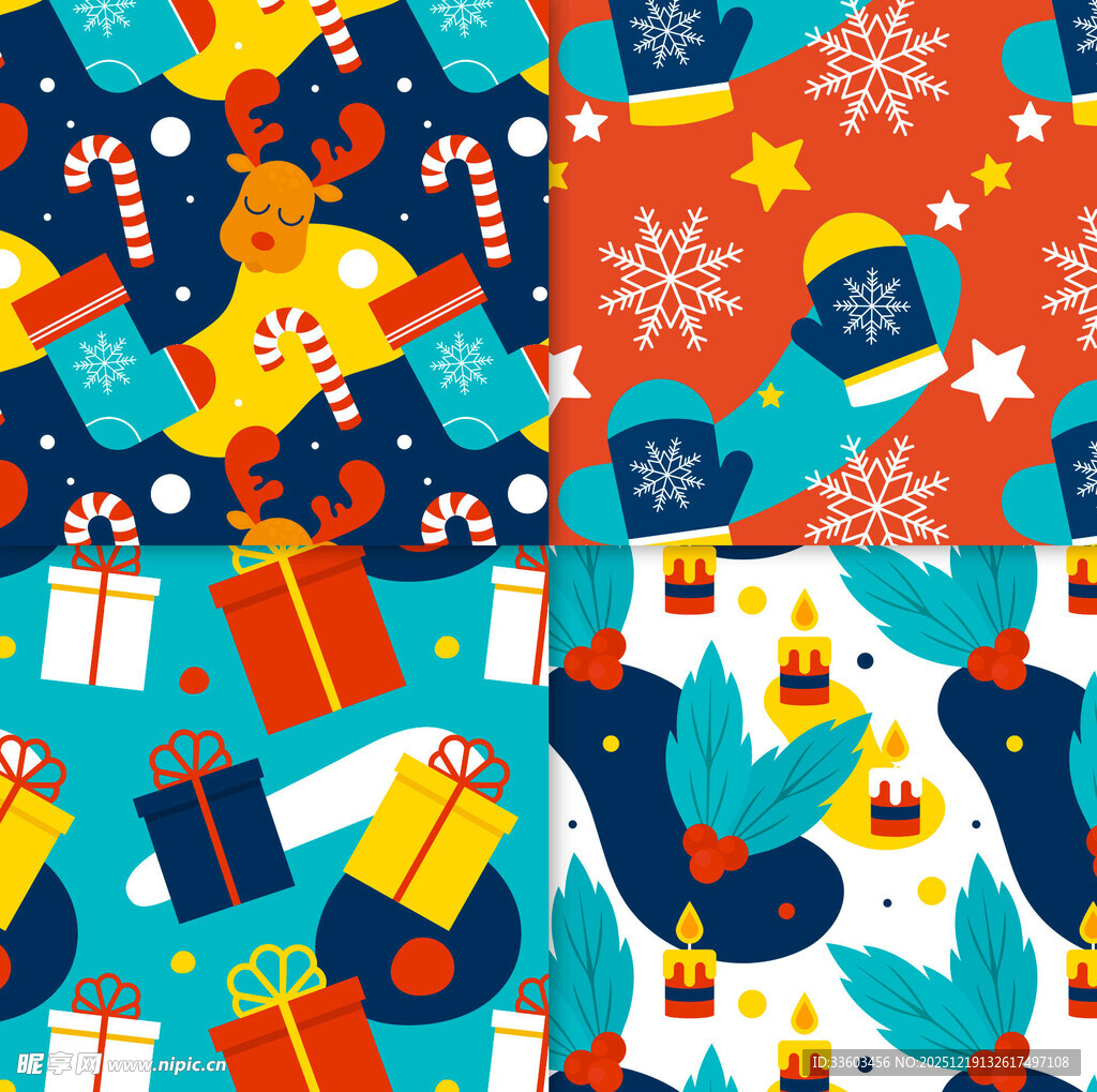 多彩圣诞元素图案设计