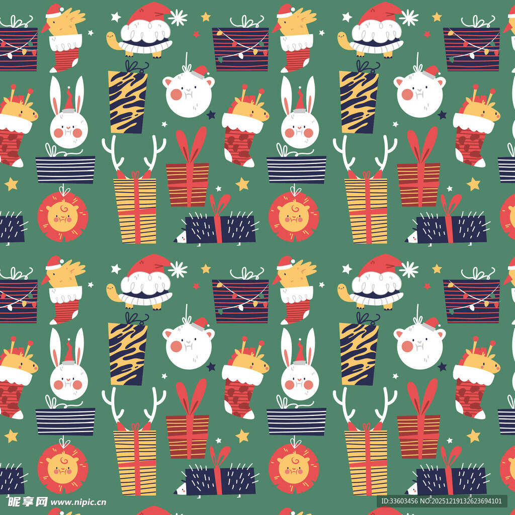 圣诞兔子礼物图案背景
