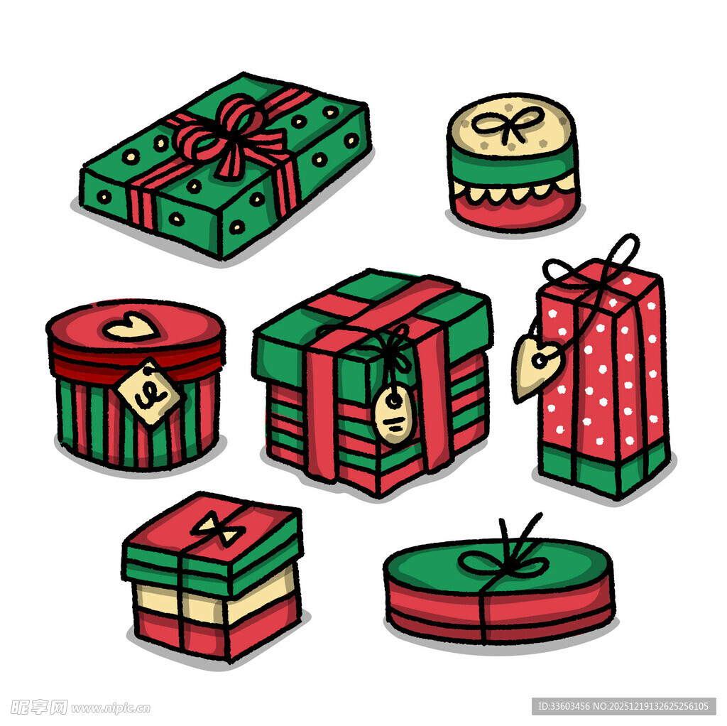 多彩圣诞礼品盒插画