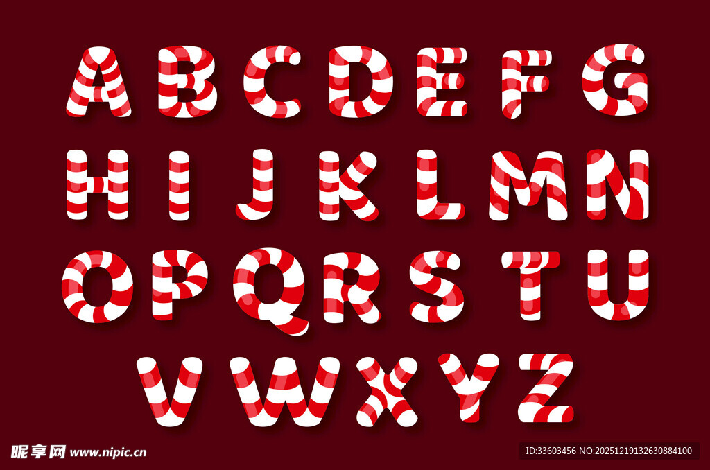 圣诞风字母装饰图案