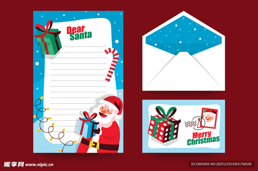 圣诞主题信纸与信封套装