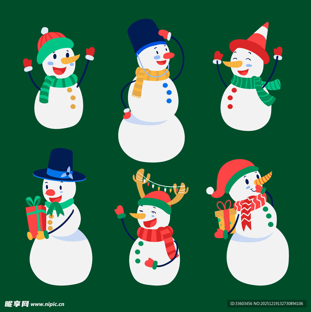 圣诞雪人插画集合