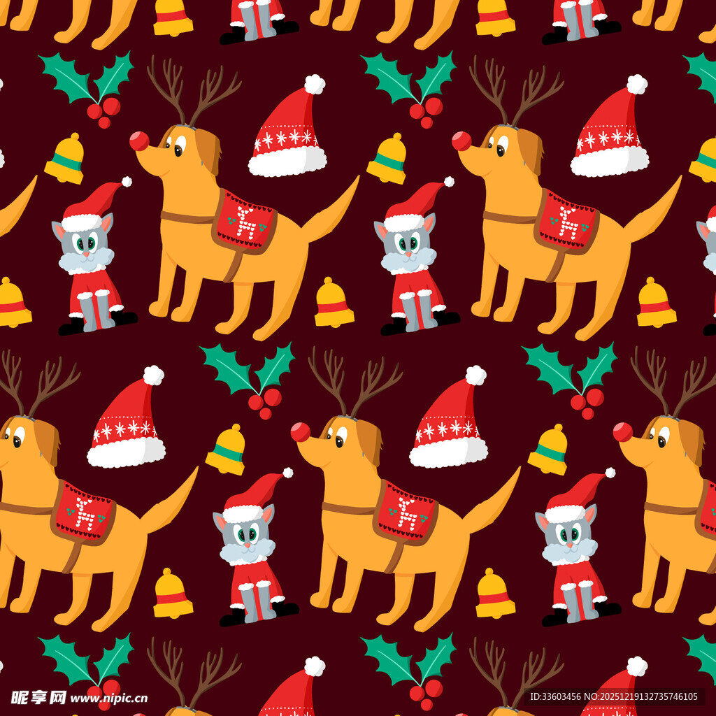 圣诞狗狗图案背景