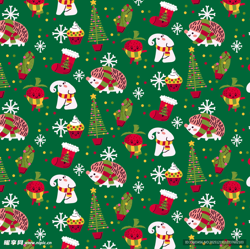 圣诞主题无缝装饰图案