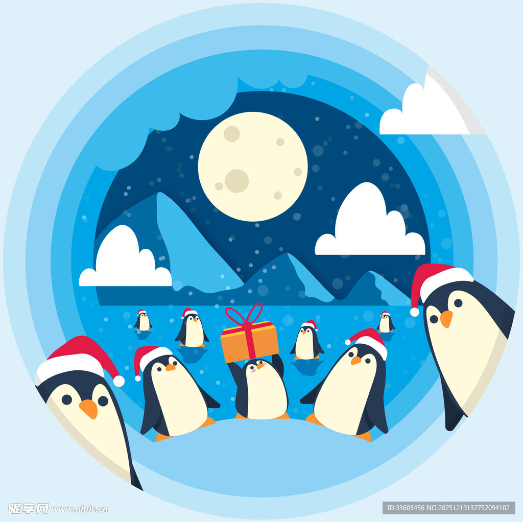企鹅们的圣诞雪夜欢聚