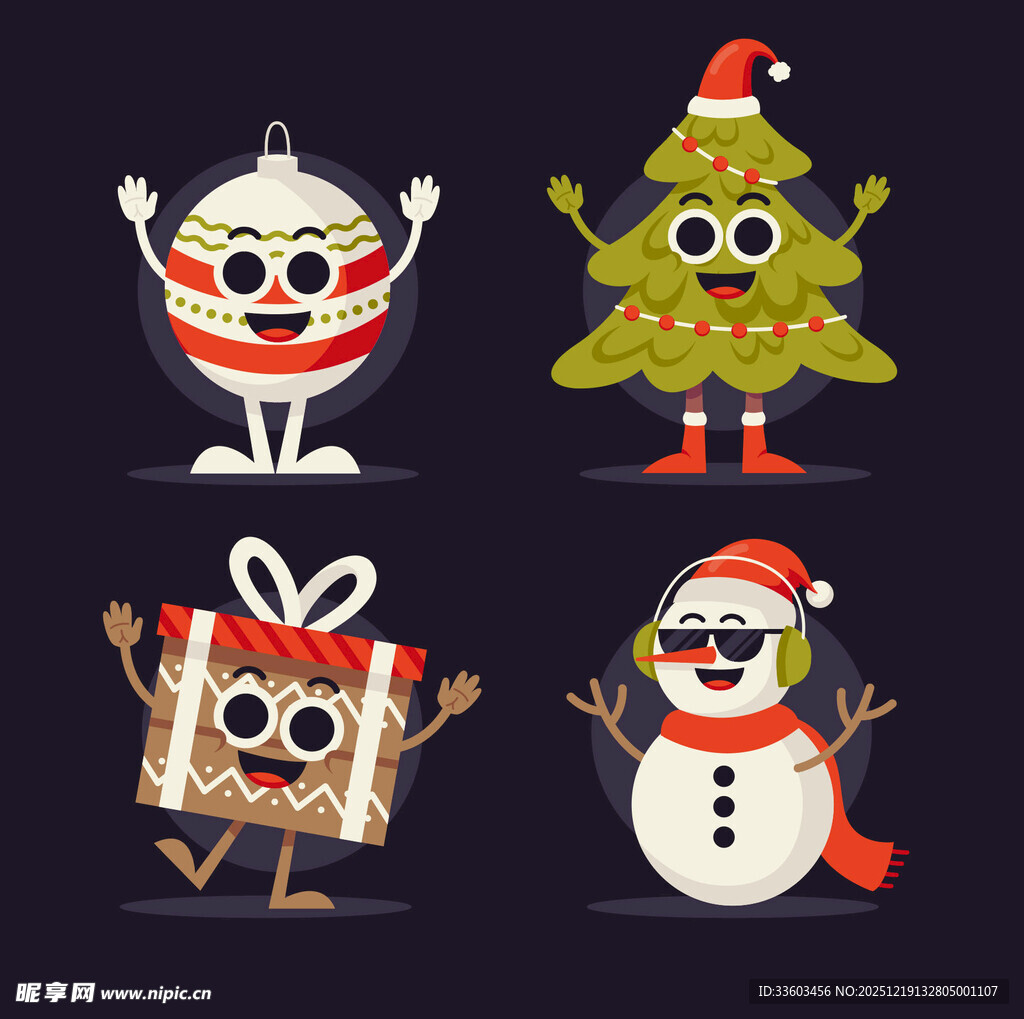 可爱圣诞卡通角色集合