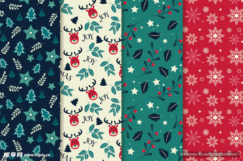 圣诞主题无缝图案集合