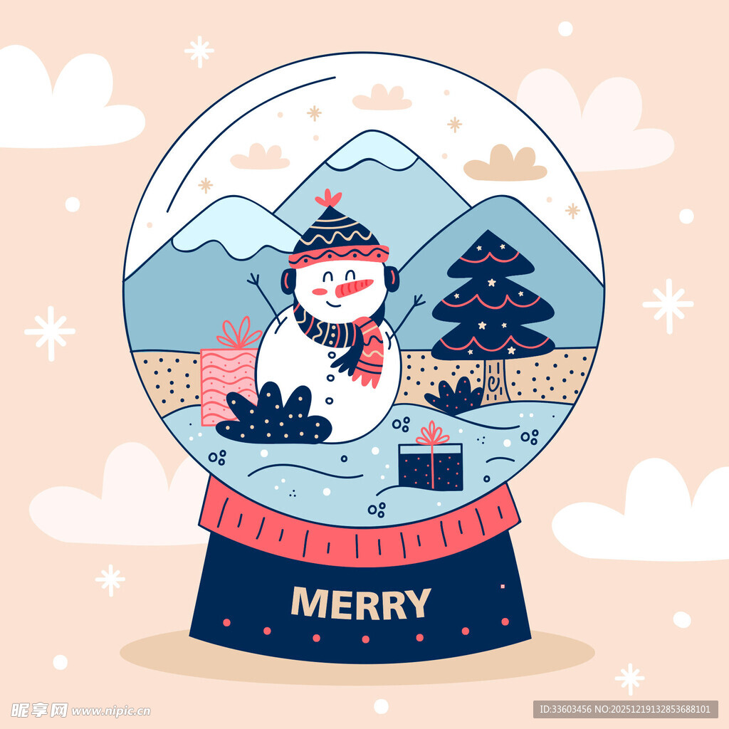 圣诞雪人水晶球装饰