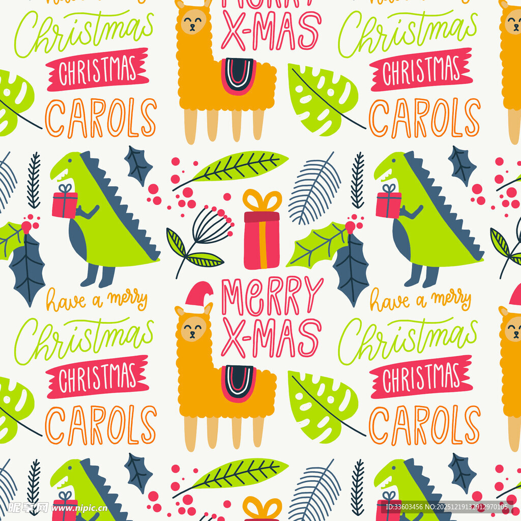 圣诞动物图案装饰背景