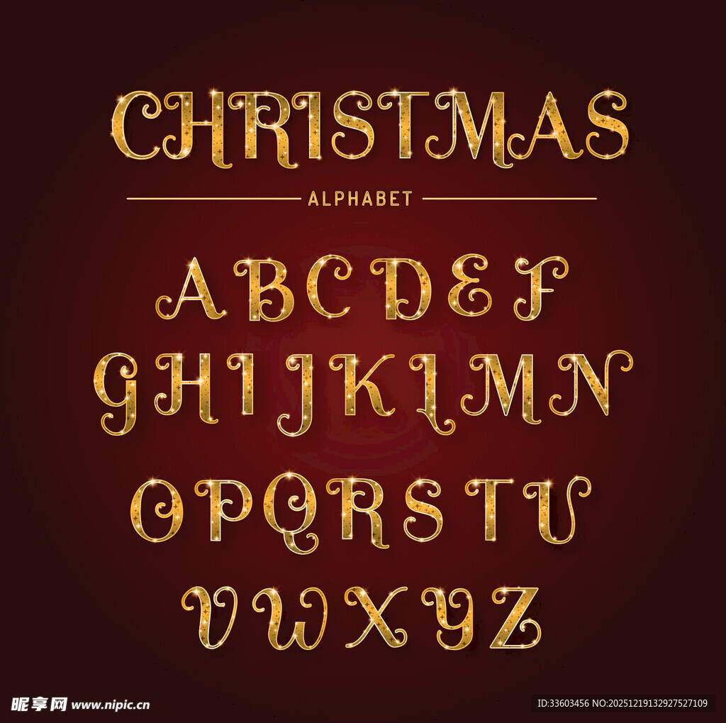 圣诞风格英文字母展示