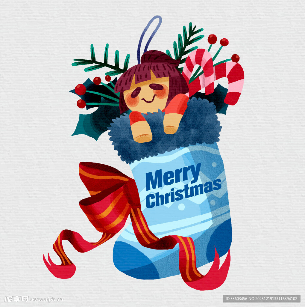 圣诞袜中的可爱小熊