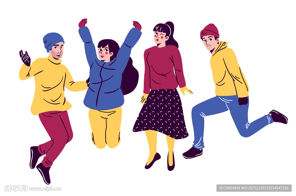 欢乐人群活力跳跃瞬间