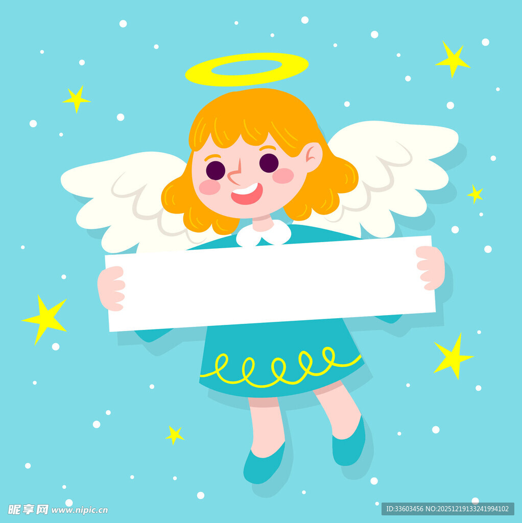 可爱小天使手持空白标牌