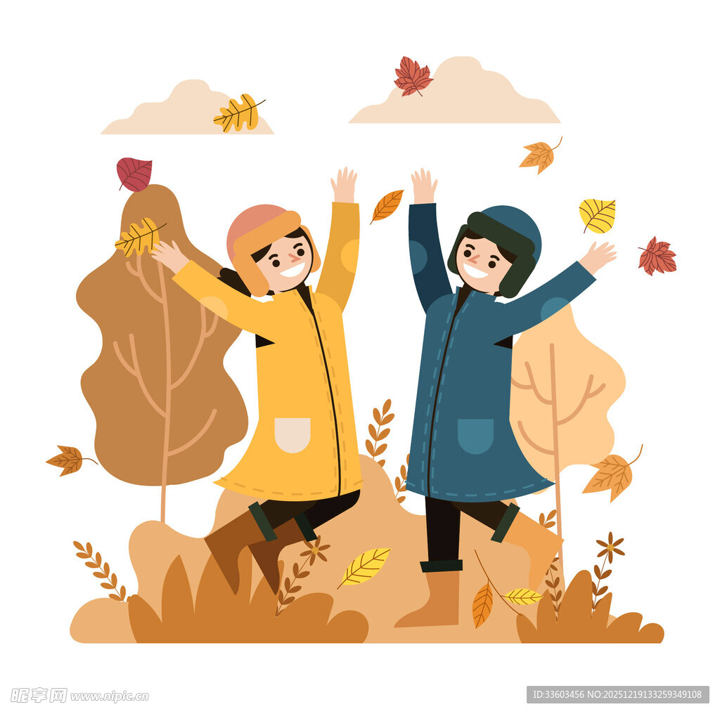 秋日孩童欢乐嬉戏场景