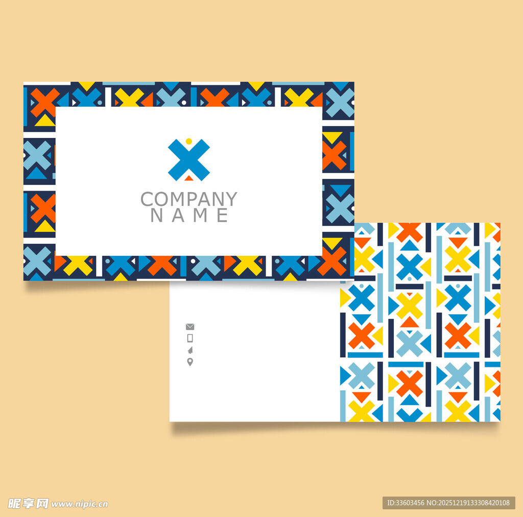多彩几何图案名片设计