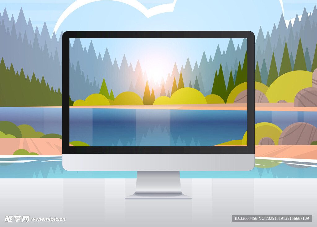电脑屏幕中的美丽自然风光