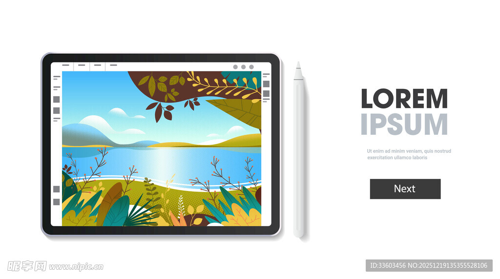 平板展示美丽风景画面