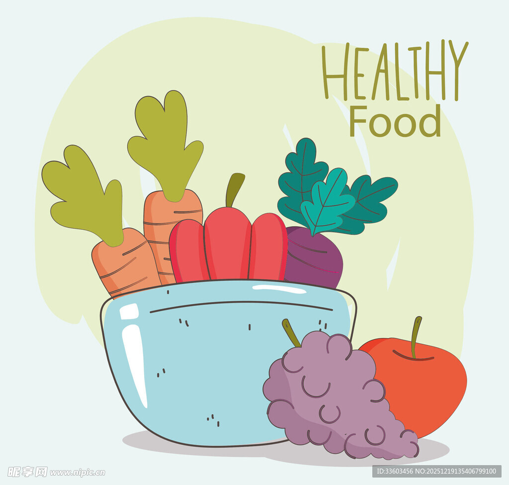 健康食物碗中的多彩蔬果