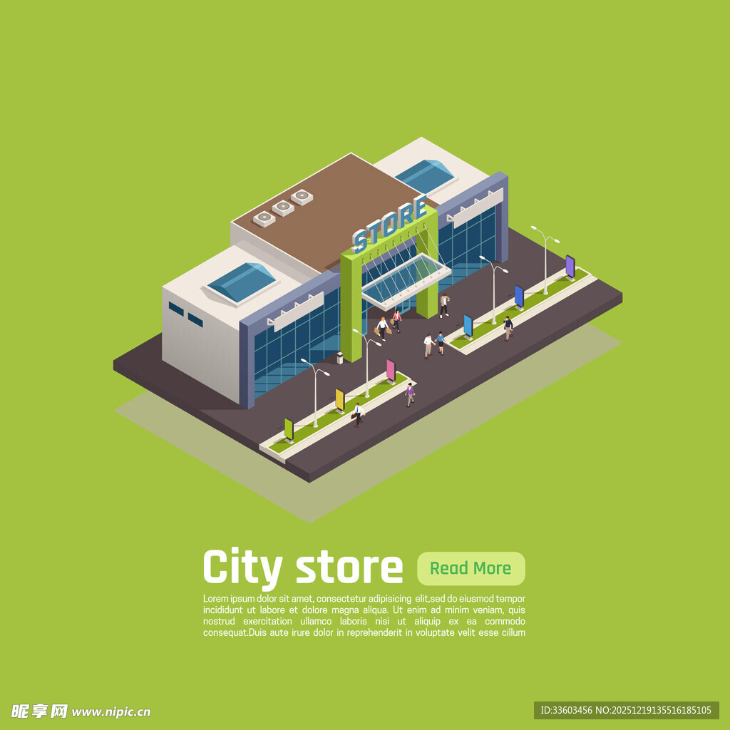 城市商店建筑等距视图