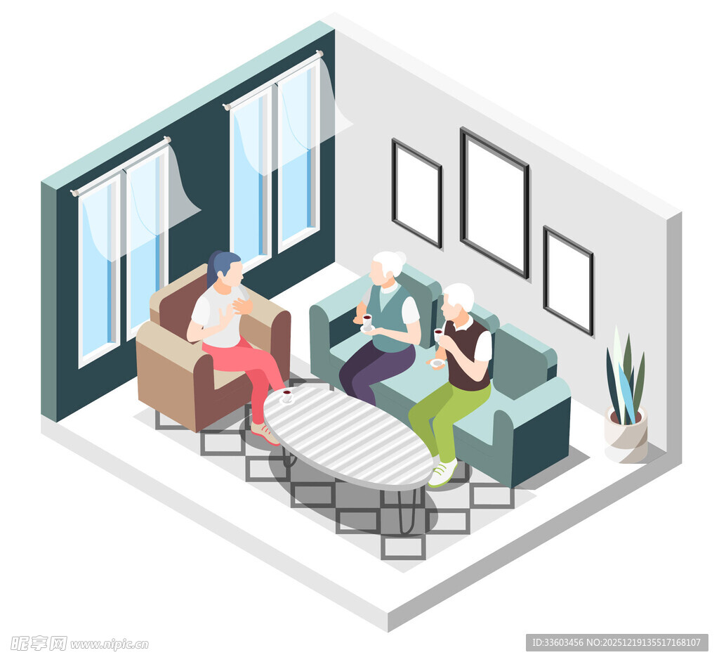 客厅内两人惬意休闲时光