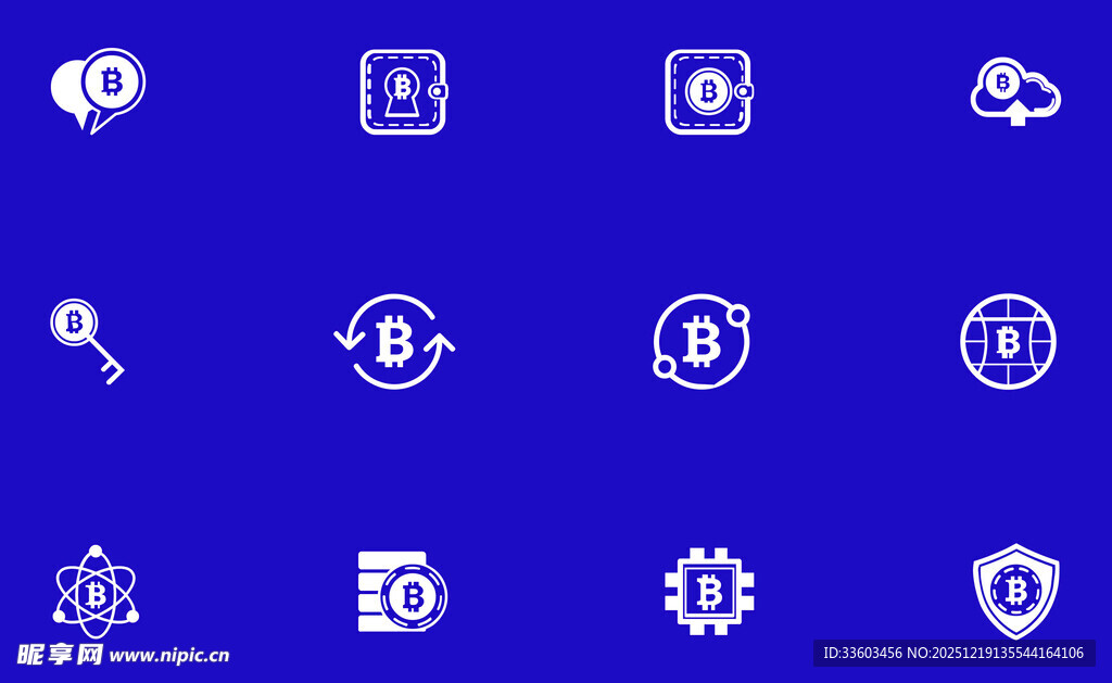 蓝色背景上的多样功能图标