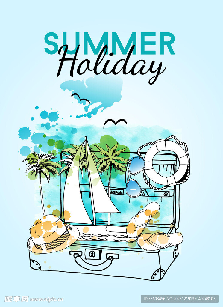 夏日度假风情插画
