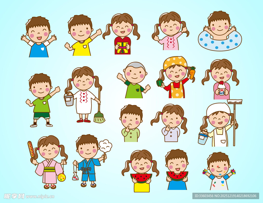 可爱多样的卡通儿童形象